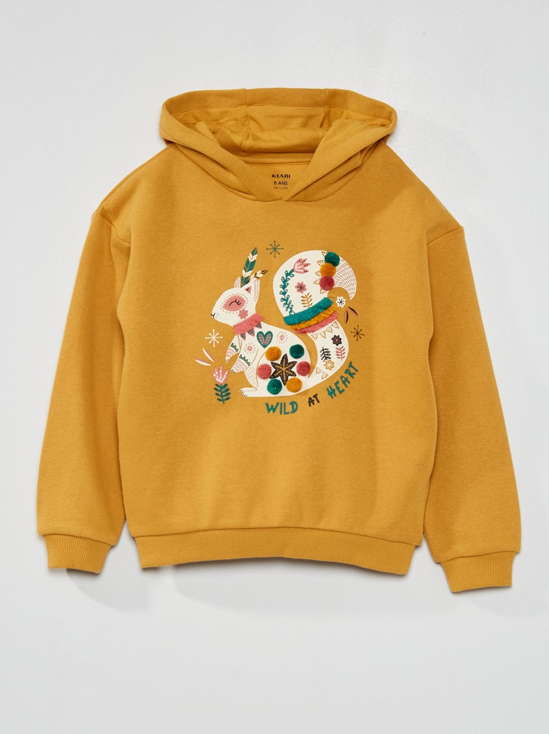 Sweatshirt com capuz em moletão AMARELO - Kiabi