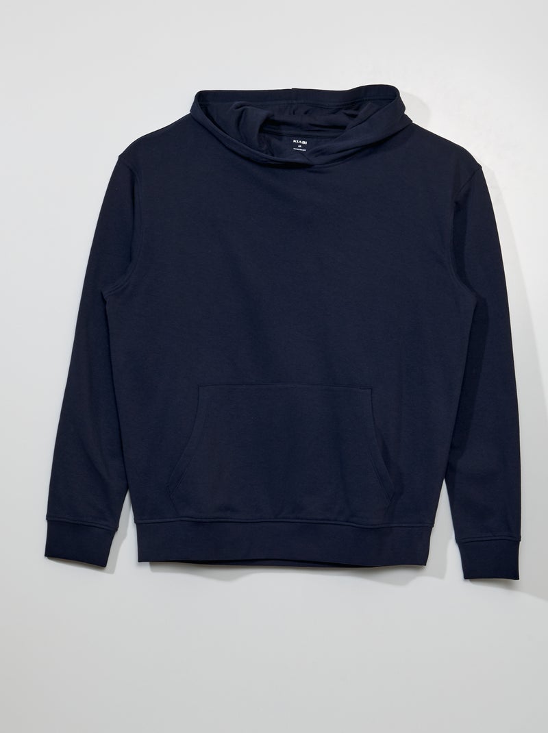 Sweatshirt com capuz em moletão AZUL - Kiabi