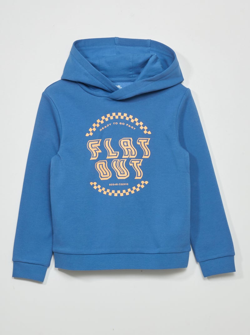 Sweatshirt com capuz em moletão AZUL - Kiabi