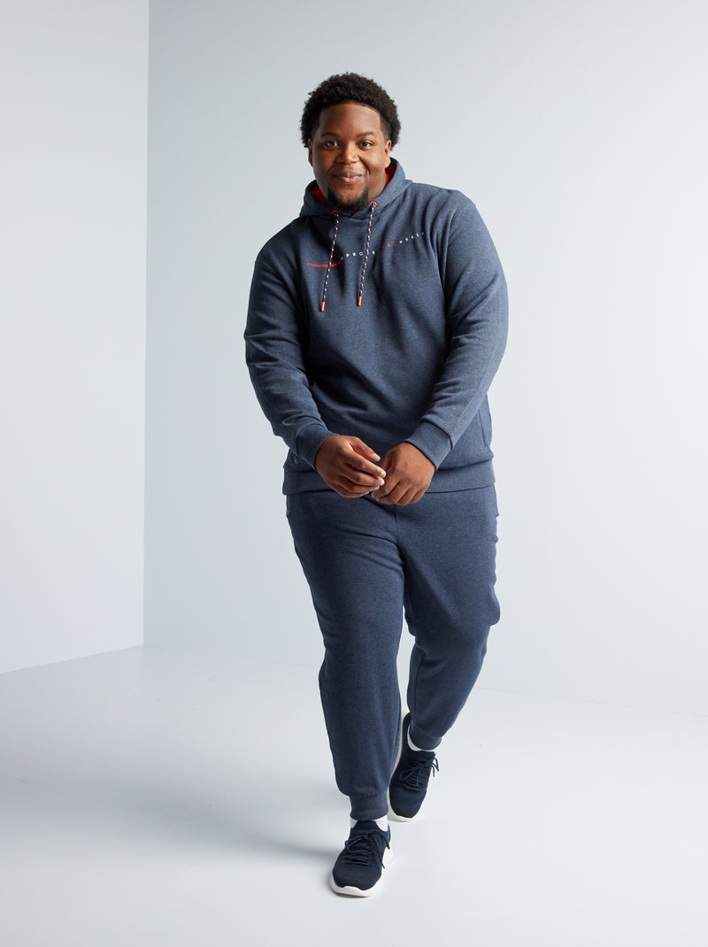 Sweatshirt com capuz em moletão AZUL - Kiabi