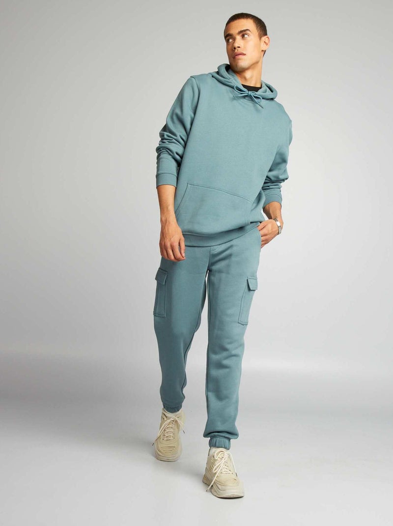 Sweatshirt com capuz em moletão AZUL - Kiabi
