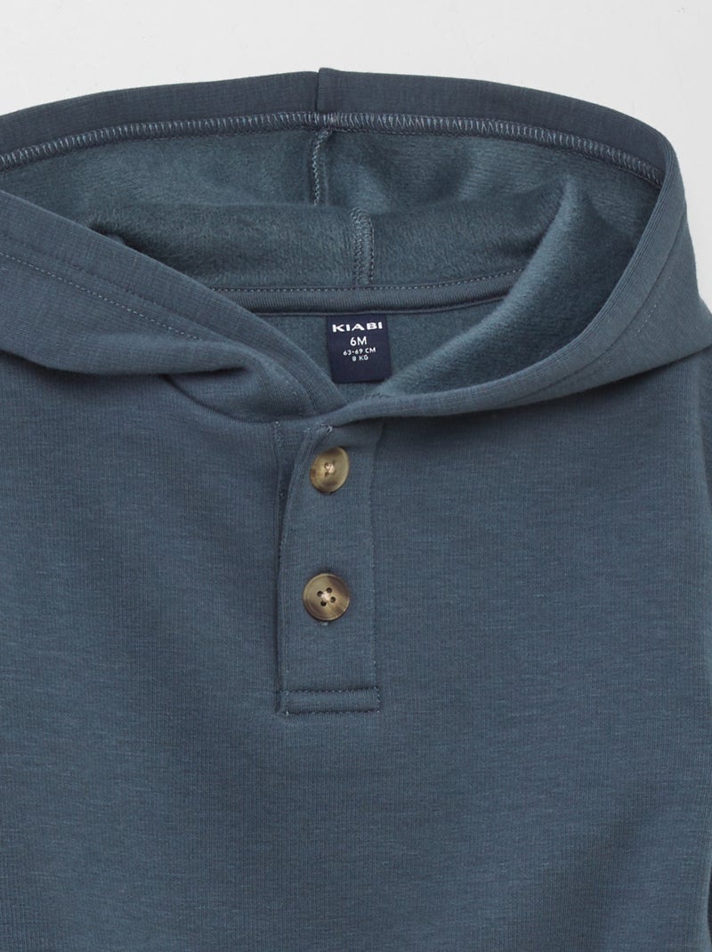 Sweatshirt com capuz em moletão Azul - Kiabi