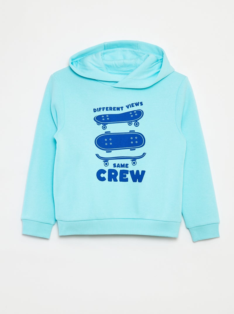 Sweatshirt com capuz em moletão Azul - Kiabi