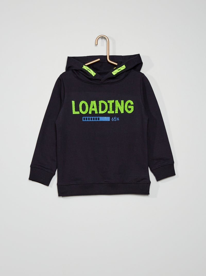 Sweatshirt com capuz em moletão Azul Marinho - Kiabi