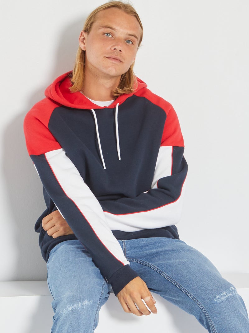 Sweatshirt com capuz em moletão Azul Marinho - Kiabi