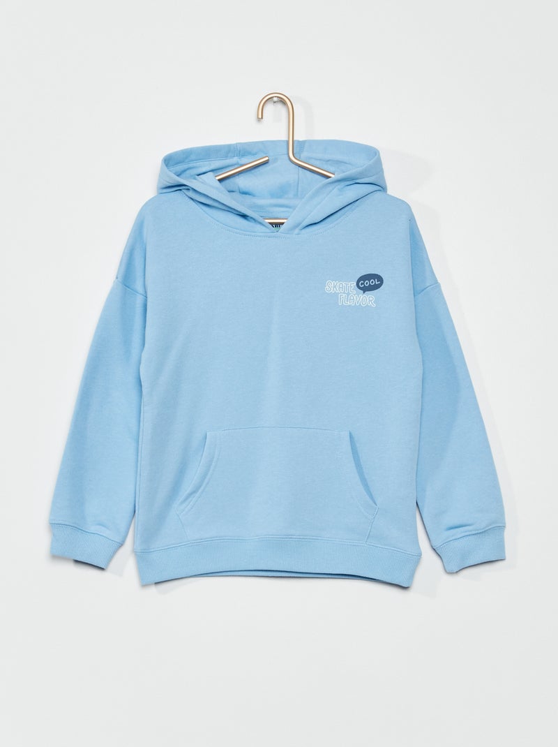 Sweatshirt com capuz em moletão AZUL - Kiabi