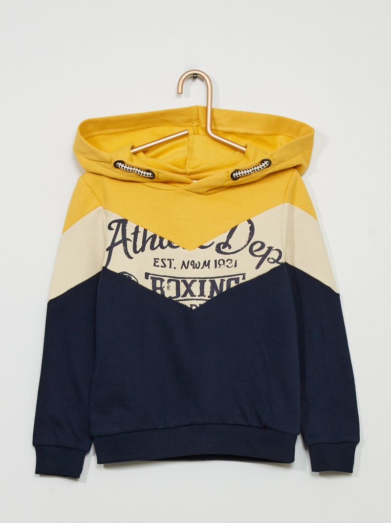 Sweatshirt com capuz em moletão AZUL - Kiabi