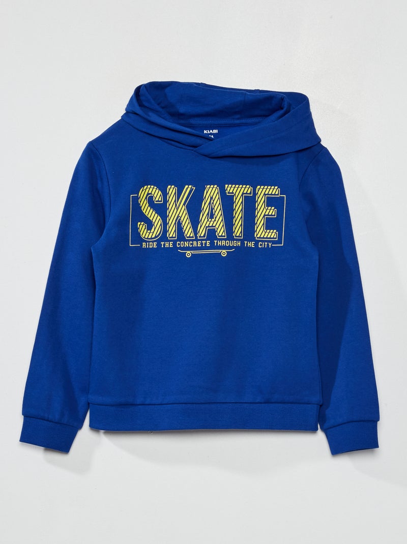 Sweatshirt com capuz em moletão AZUL - Kiabi