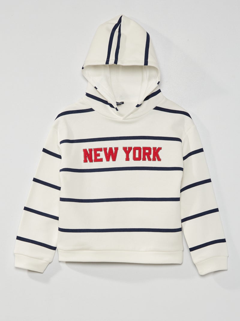 Sweatshirt com capuz em moletão AZUL - Kiabi