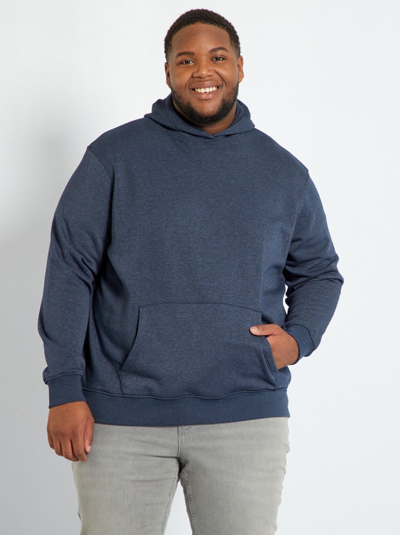 Sweatshirt com capuz em moletão AZUL - Kiabi