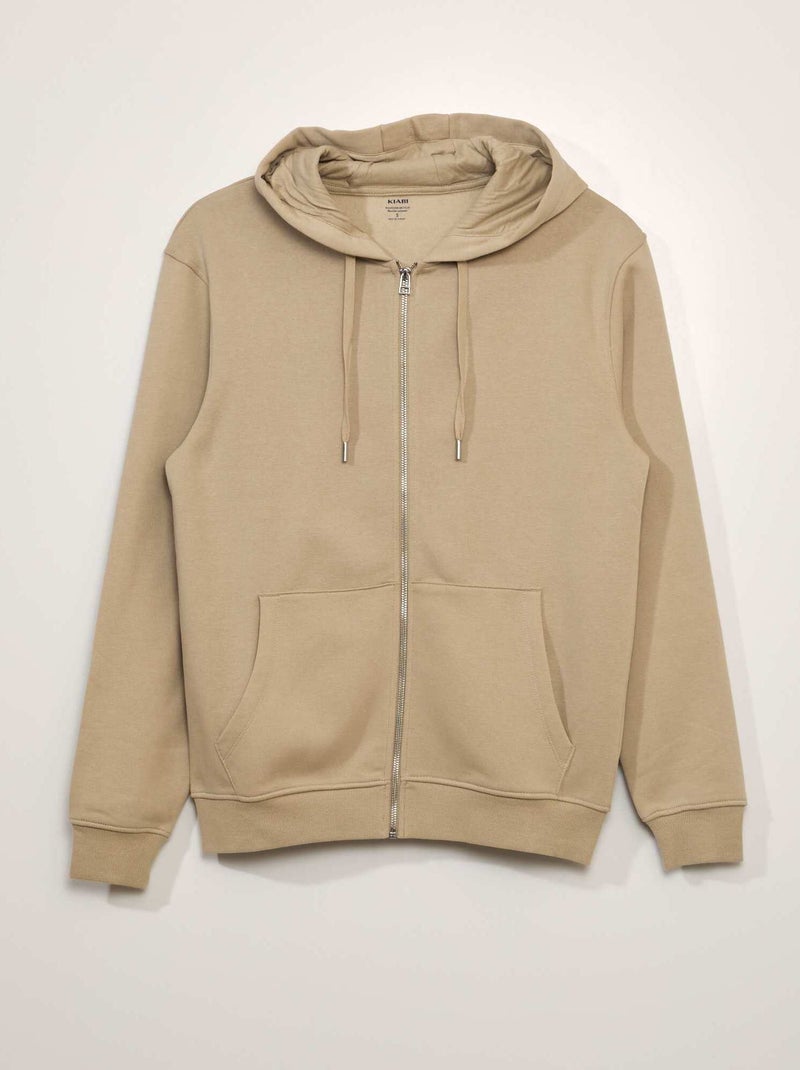 Sweatshirt com capuz em moletão BEGE - Kiabi