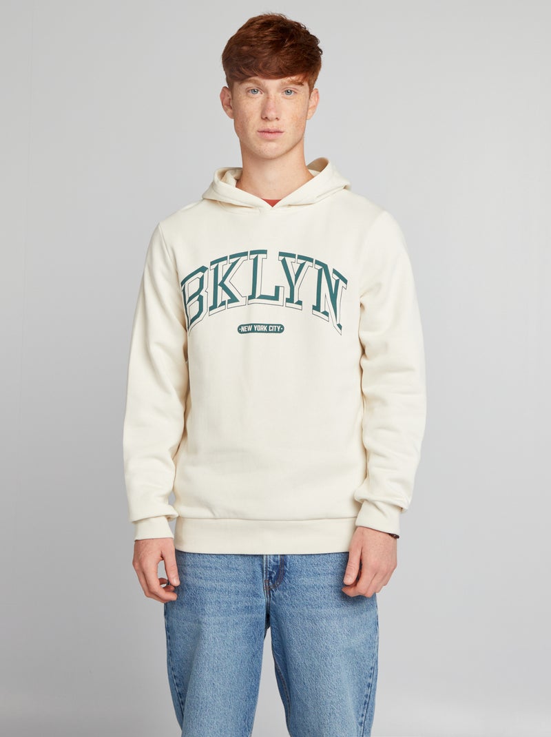 Sweatshirt com capuz em moletão BEGE - Kiabi