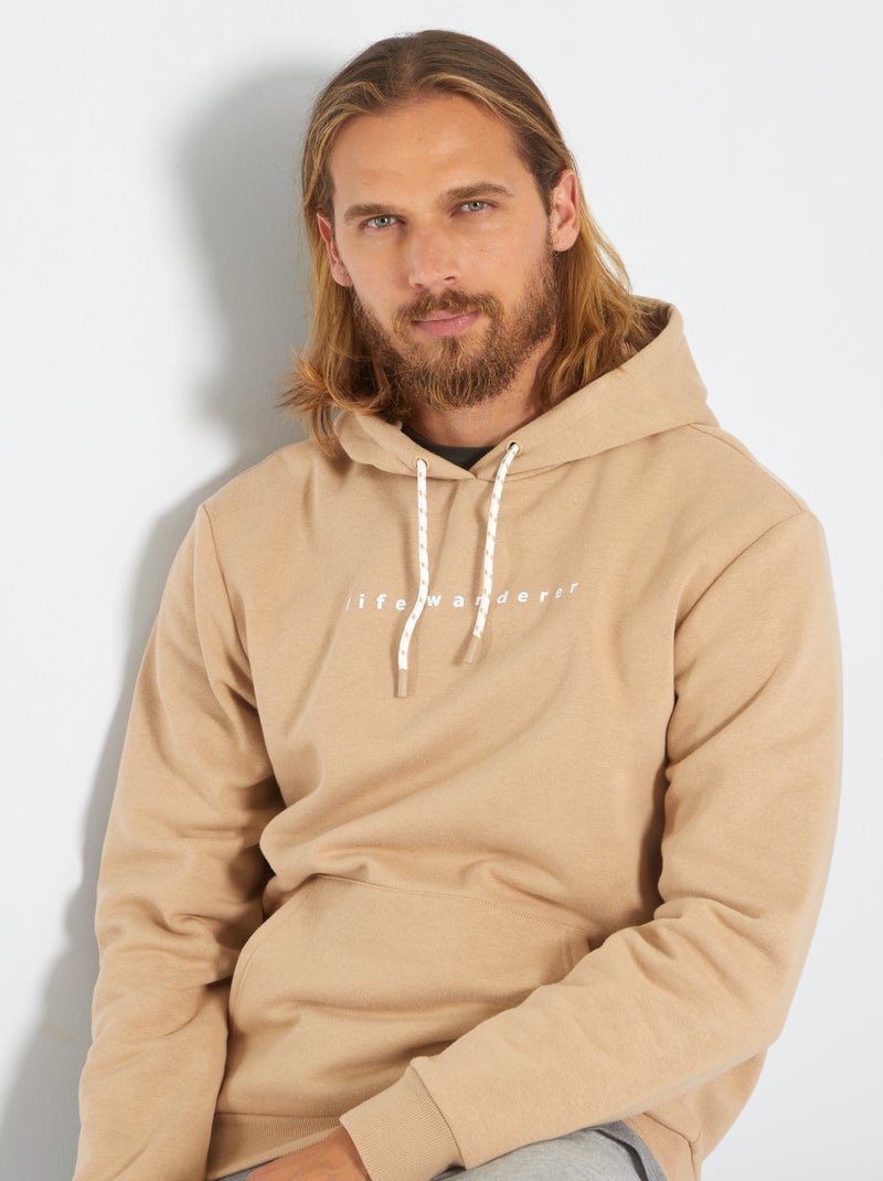 Sweatshirt com capuz em moletão BEGE - Kiabi