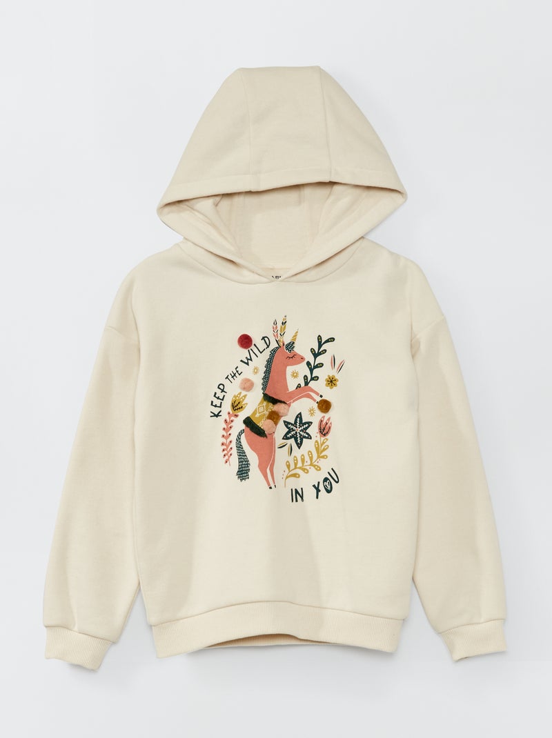 Sweatshirt com capuz em moletão BEGE - Kiabi