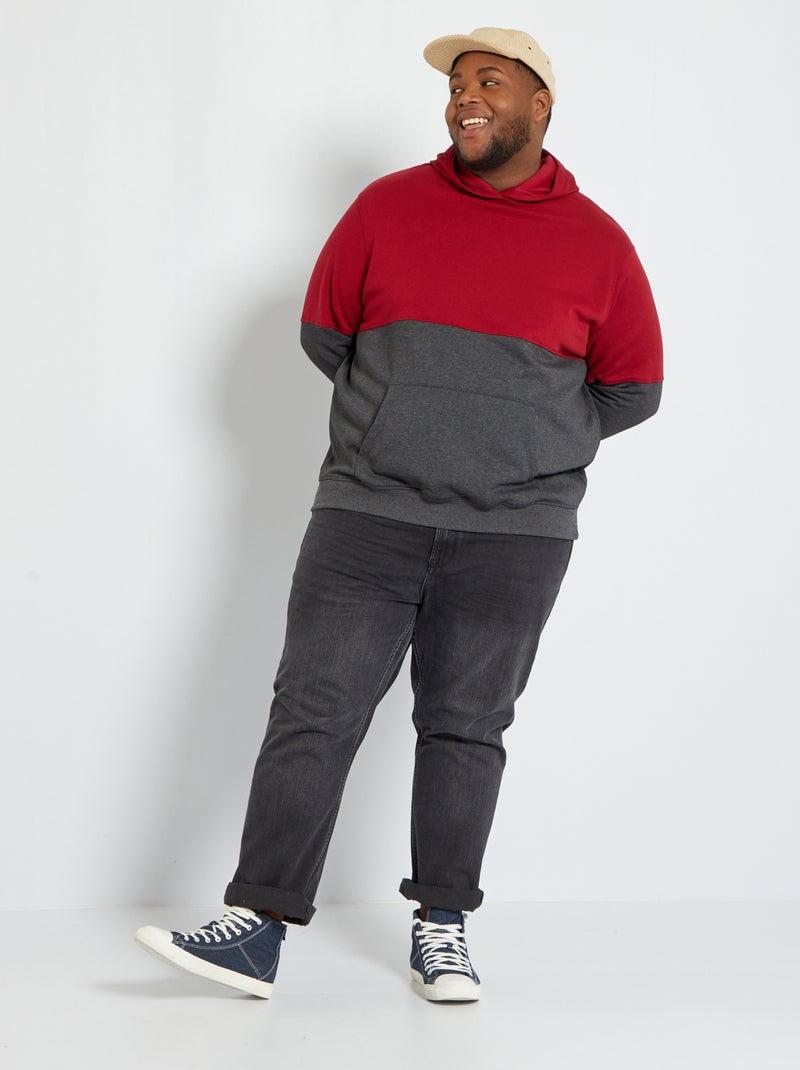 Sweatshirt com capuz em moletão bicolor Vermelho Vinho - Kiabi