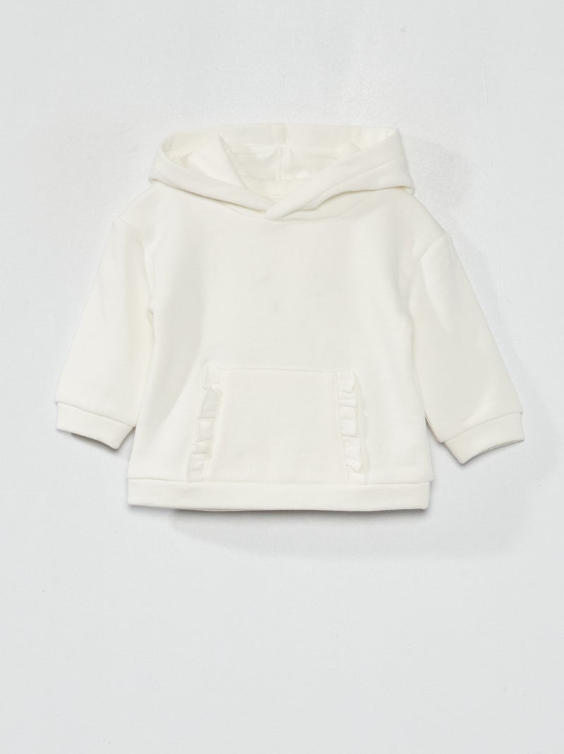 Sweatshirt com capuz em moletão Branco - Kiabi