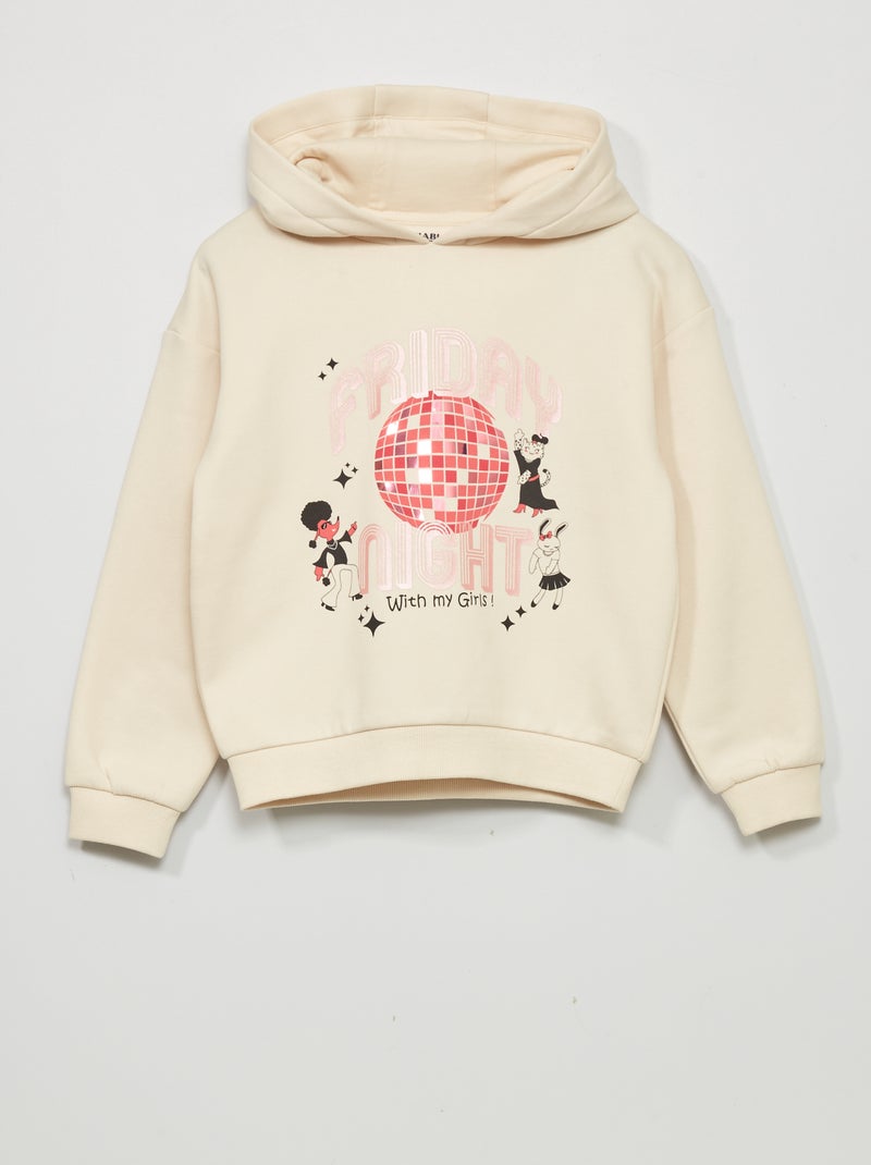 Sweatshirt com capuz em moletão BRANCO - Kiabi