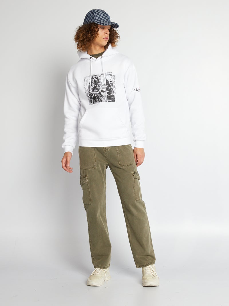 Sweatshirt com capuz em moletão Branco - Kiabi