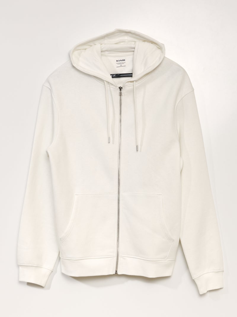 Sweatshirt com capuz em moletão BRANCO - Kiabi