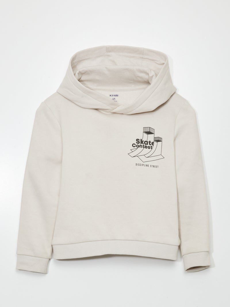 Sweatshirt com capuz em moletão BRANCO - Kiabi