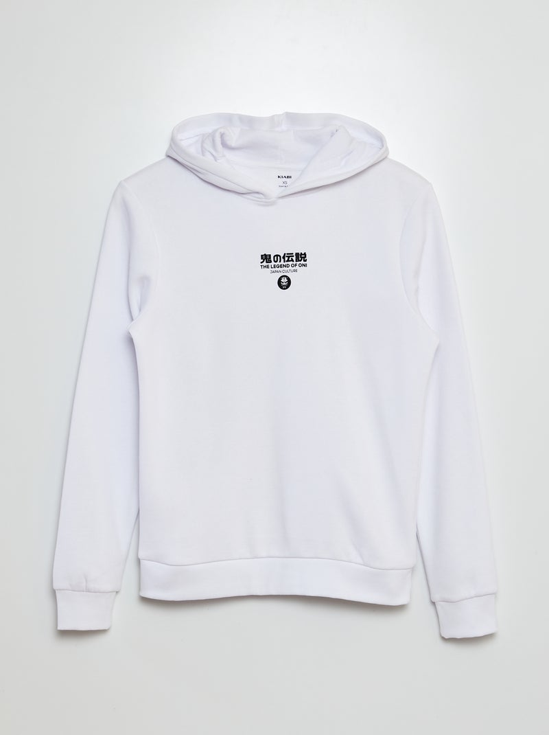 Sweatshirt com capuz em moletão BRANCO - Kiabi