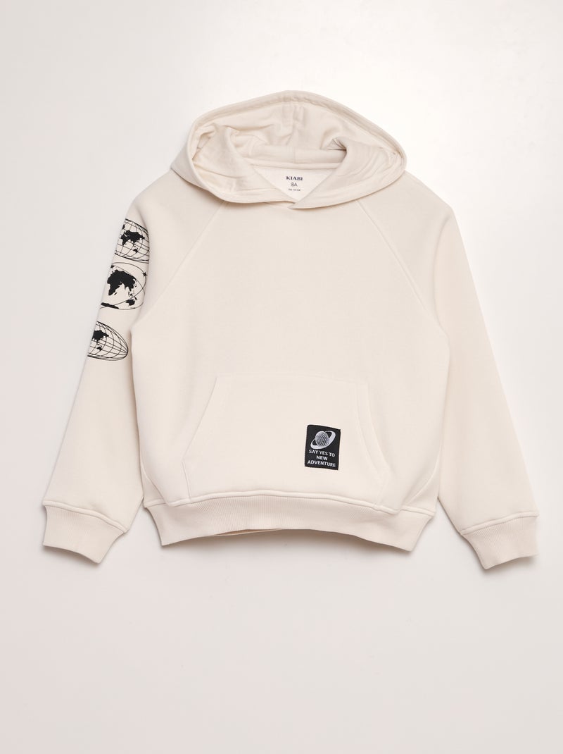 Sweatshirt com capuz em moletão BRANCO - Kiabi
