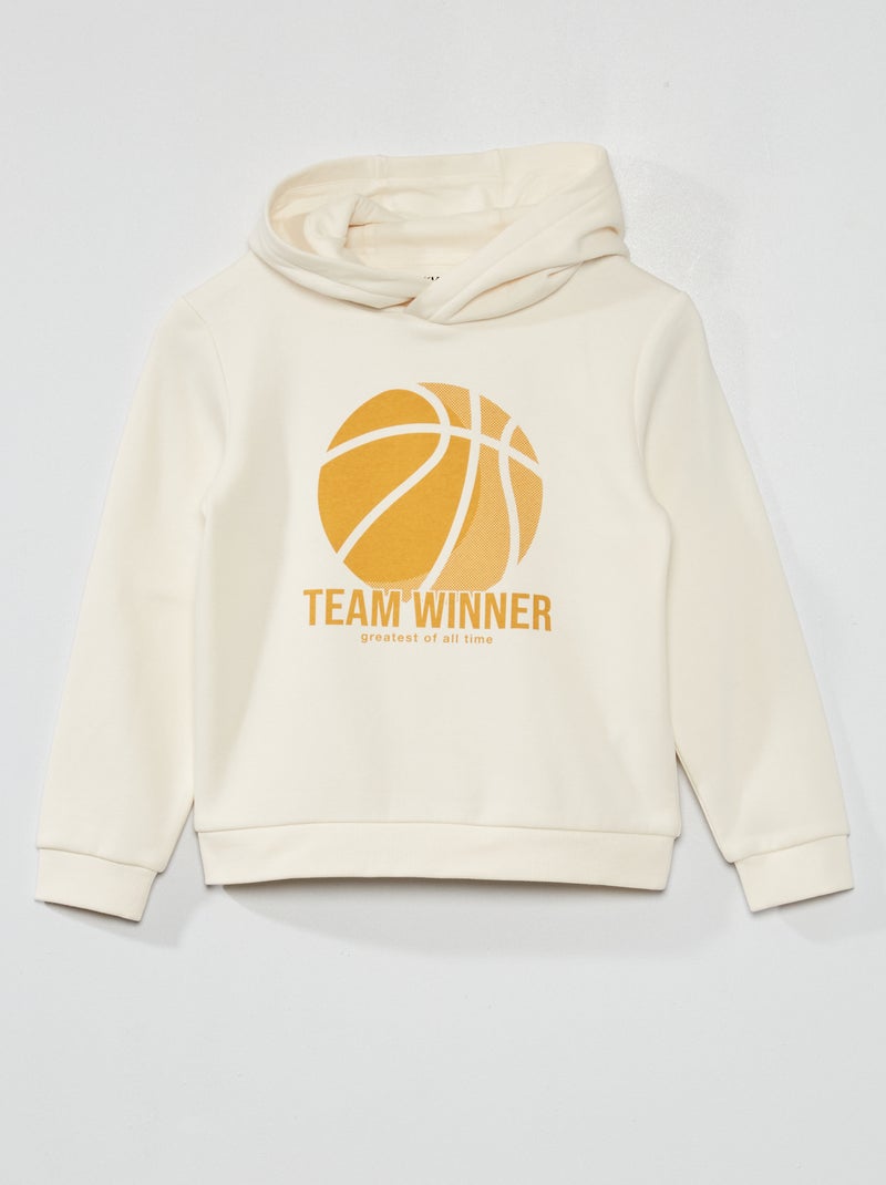 Sweatshirt com capuz em moletão BRANCO - Kiabi