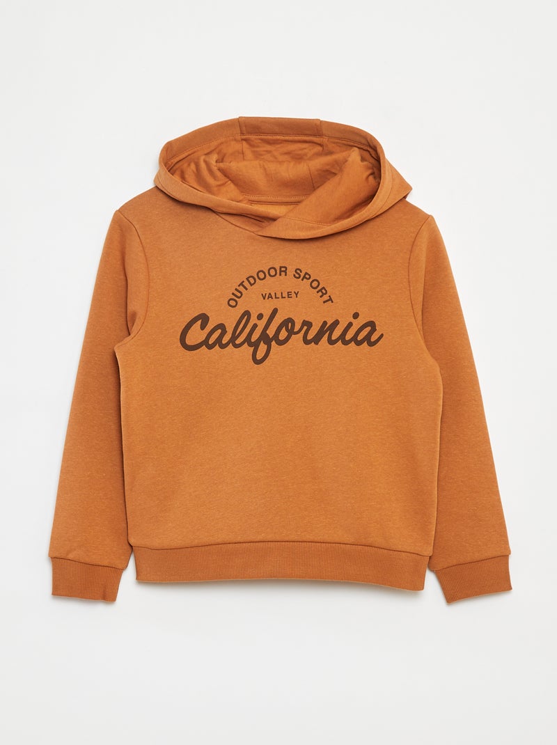 Sweatshirt com capuz em moletão Castanho - Kiabi