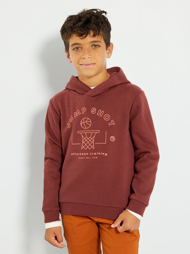 Sweatshirt com capuz em moletão CASTANHO - Kiabi
