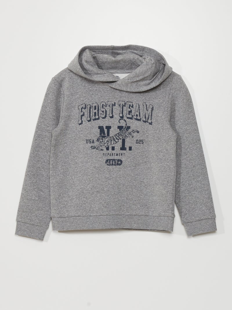 Sweatshirt com capuz em moletão CINZA - Kiabi