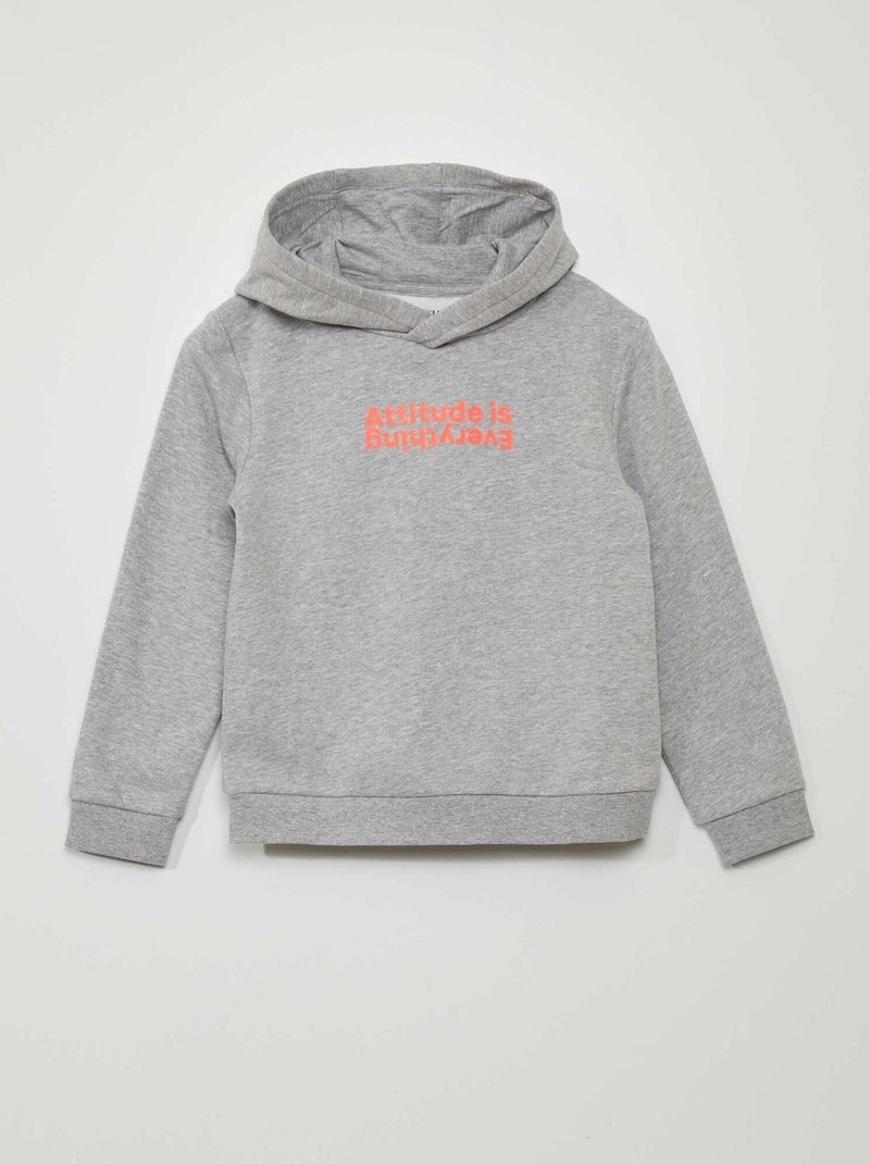 Sweatshirt com capuz em moletão CINZA - Kiabi
