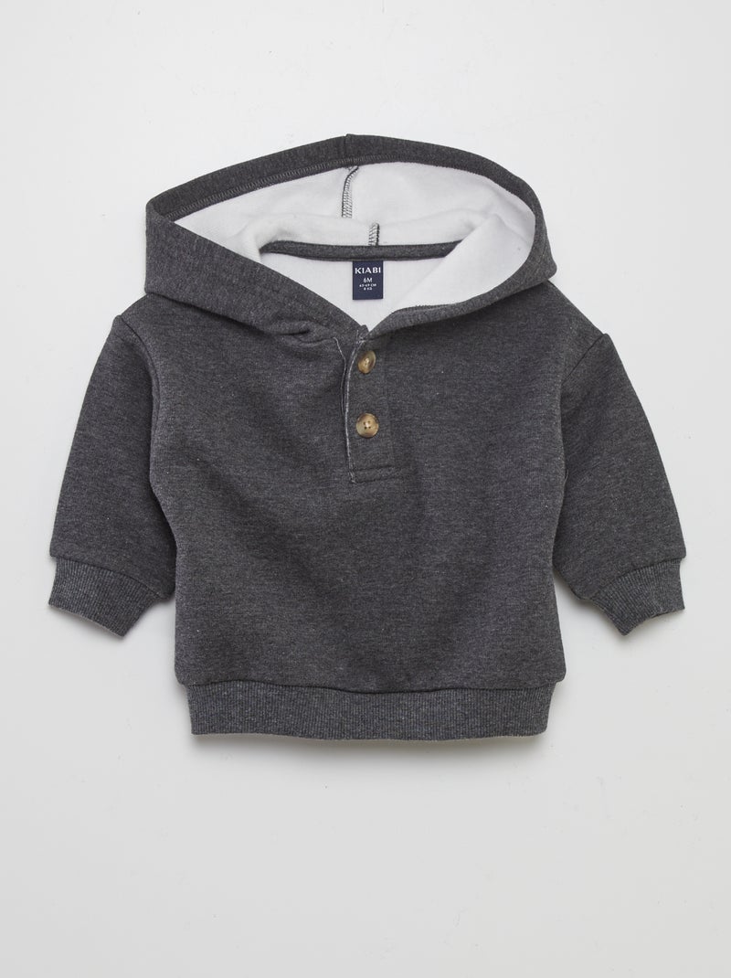 Sweatshirt com capuz em moletão CINZA - Kiabi