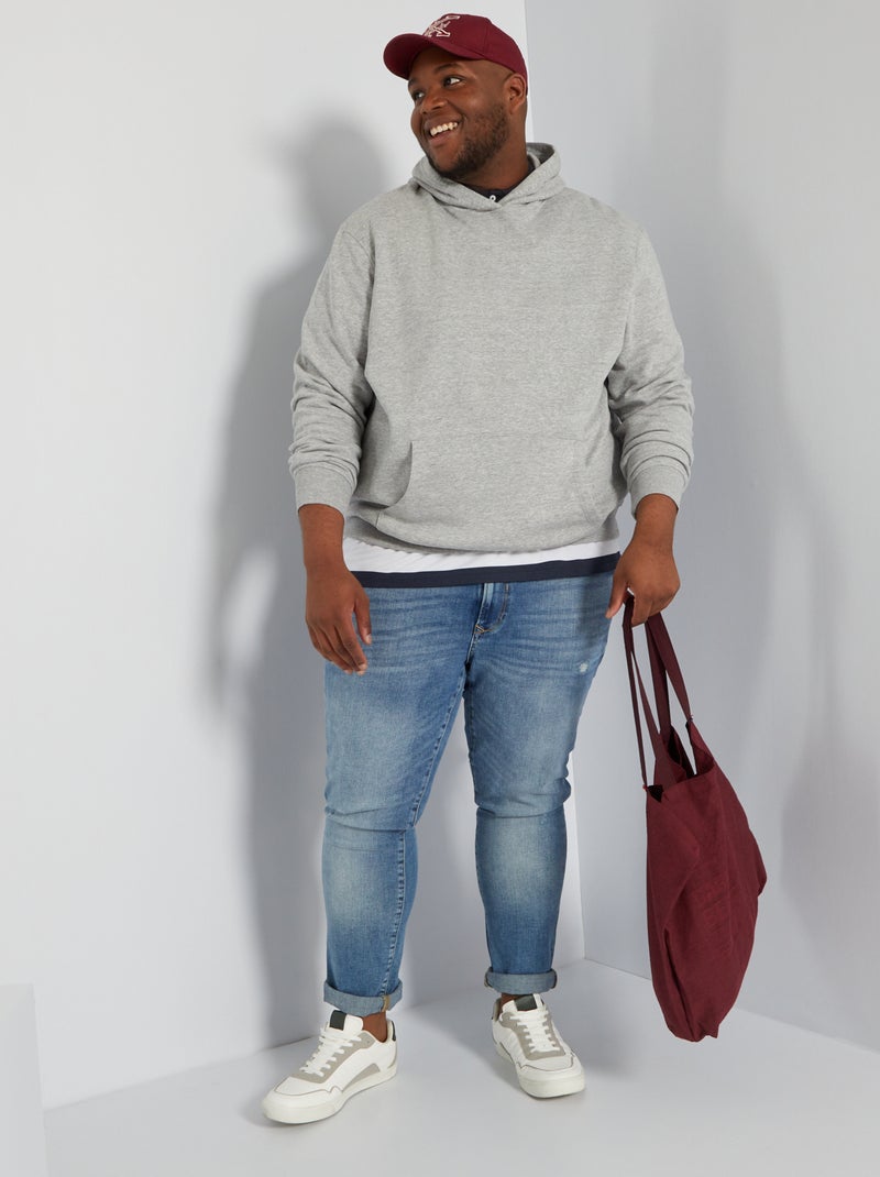 Sweatshirt com capuz em moletão CINZA - Kiabi