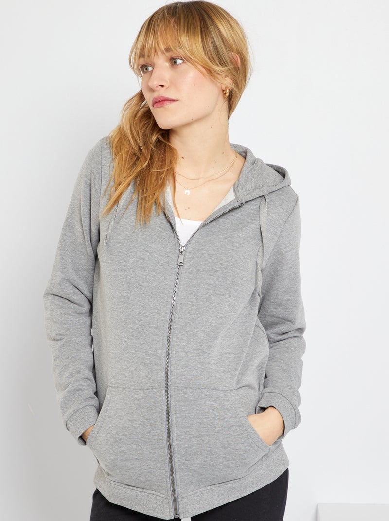 Sweatshirt com capuz em moletão CINZA - Kiabi