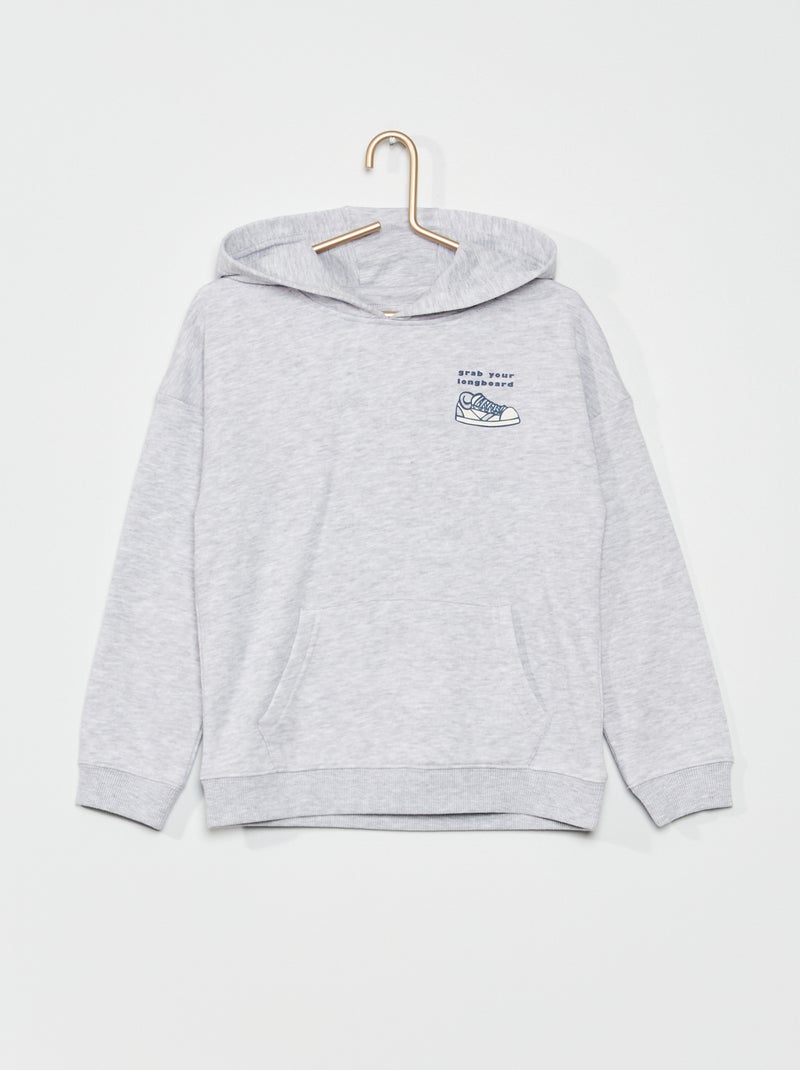 Sweatshirt com capuz em moletão CINZA - Kiabi