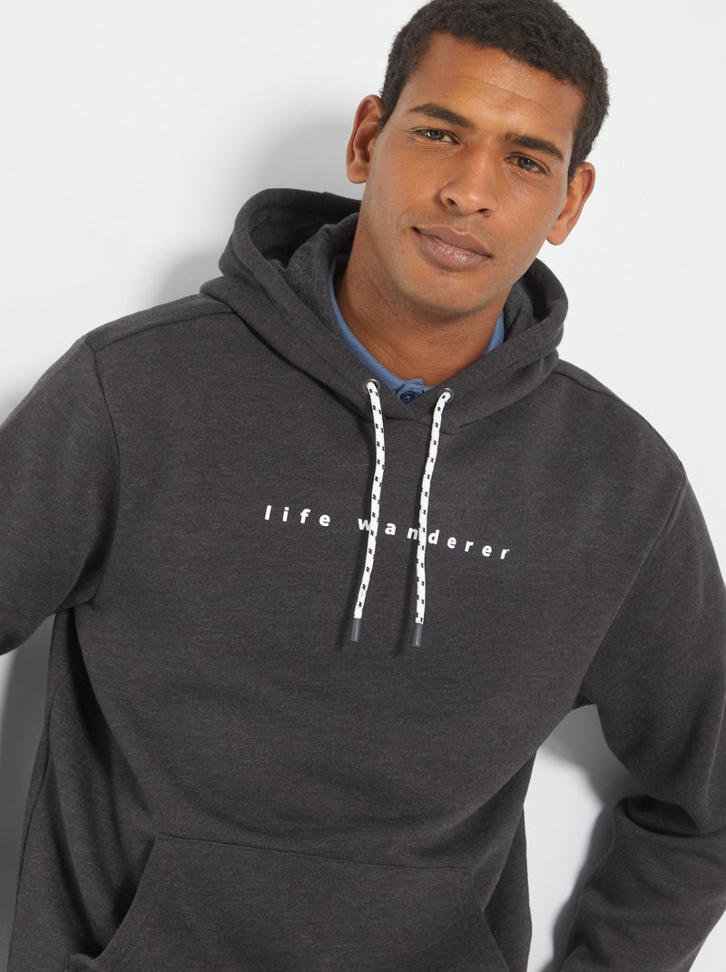 Sweatshirt com capuz em moletão CINZA - Kiabi