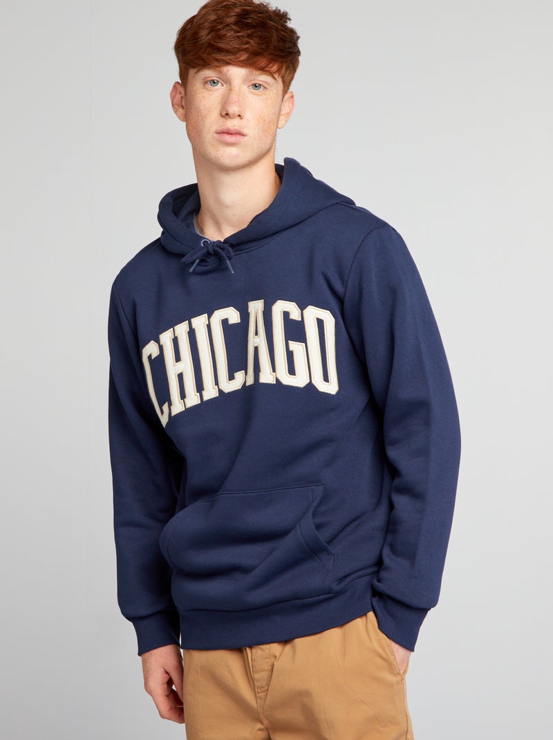 Sweatshirt com capuz em moletão estampado AZUL - Kiabi