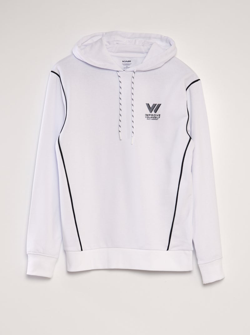 Sweatshirt com capuz em moletão fino Branco - Kiabi