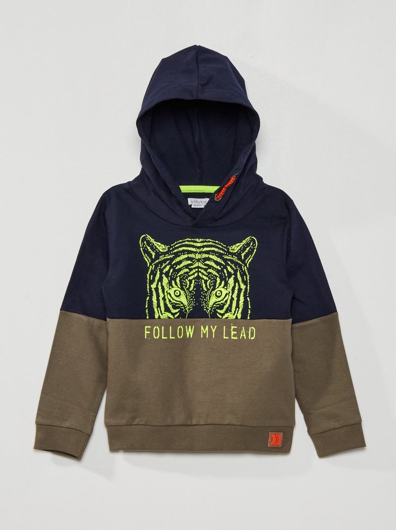 Sweatshirt com capuz em moletão fino CAQUI - Kiabi