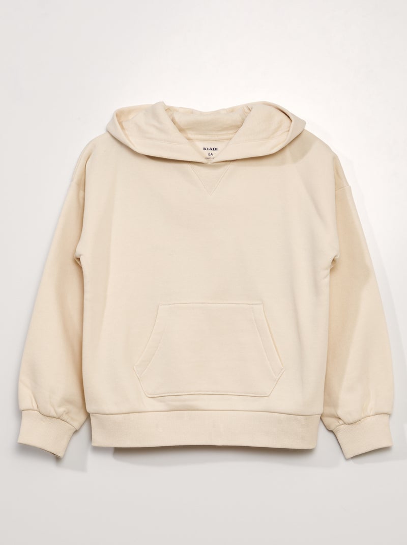 Sweatshirt com capuz em moletão grosso BRANCO - Kiabi