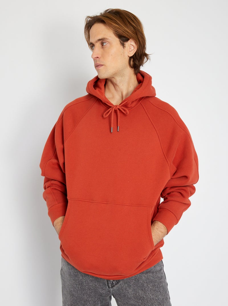 Sweatshirt com capuz em moletão LARANJA - Kiabi