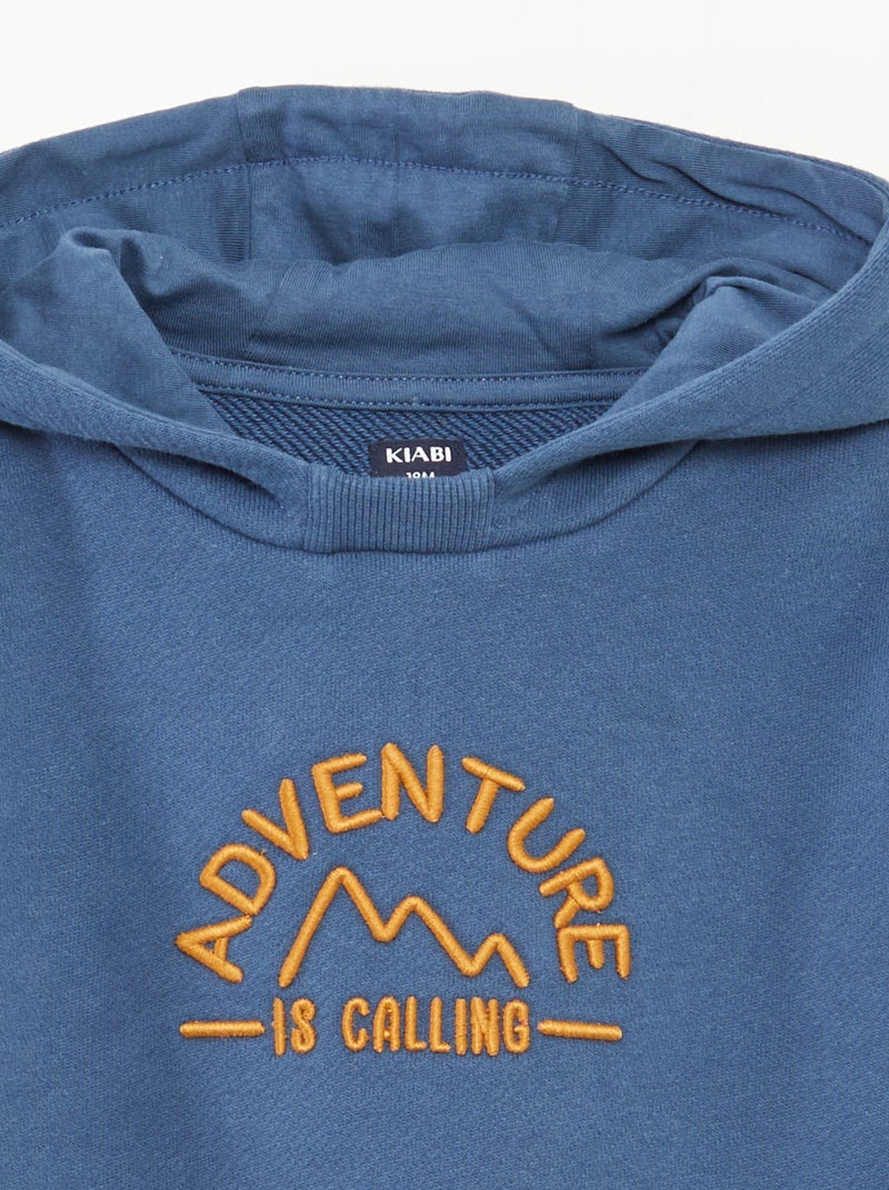 Sweatshirt com capuz em moletão leve com estampa à frente Azul - Kiabi