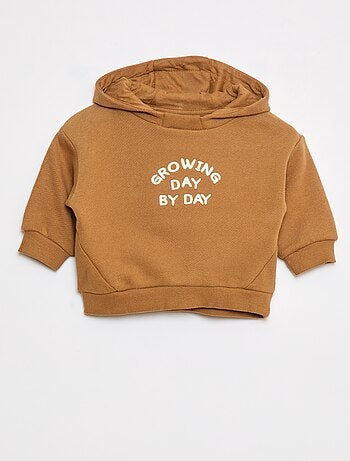 Sweatshirt com capuz em moletão leve com estampa à frente