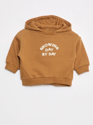 Sweatshirt com capuz em moletão leve com estampa à frente