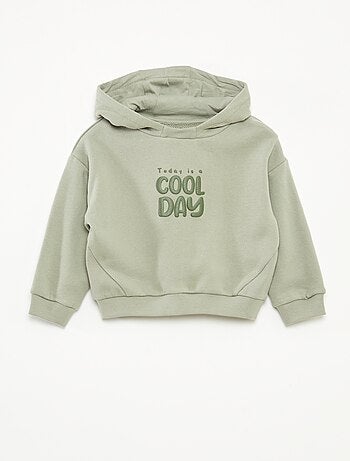 Sweatshirt com capuz em moletão leve com estampa à frente