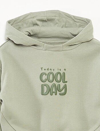 Sweatshirt com capuz em moletão leve com estampa à frente