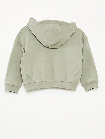 Sweatshirt com capuz em moletão leve com estampa à frente