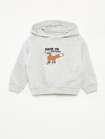 Sweatshirt com capuz em moletão leve com estampa à frente