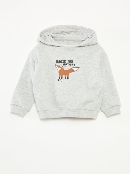 Sweatshirt com capuz em moletão leve com estampa à frente - Kiabi