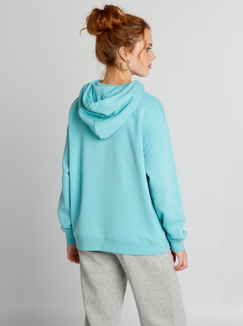 Sweatshirt com capuz em moletão liso - Kiabi